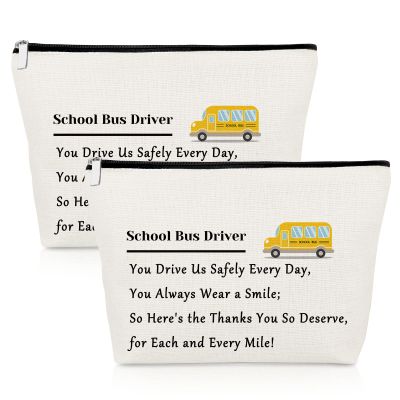 2 Piece Bus Driver Makeup Bag Bus Driver Appreciation Gifts 2 Pack Cosmetic Bag Christmas Graduation Present for Driving Teacher Coworker Best Friend Thank You Retirement Gift Travel Makeup Pouch