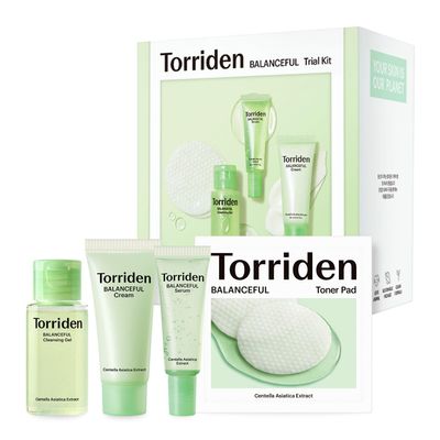 Torriden BALANCEFUL Cica Trial Kit, 5D Cica Infused Daily Skincare Kit - 4 Step Regimen with Cleansing Gel, Toner Pad, Serum, and Cream | Travel Essential | Holiday & Christmas Gift Stocking Stuffer