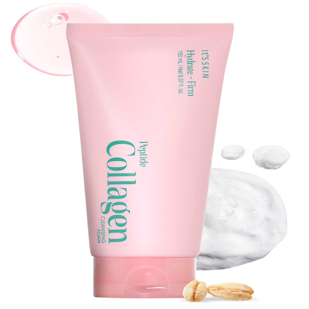 It'S SKIN Peptide Collagen Cleansing Foam 5.07 fl oz | Hydrating Facial Cleanser & Collagen Boost | Gentle Face Cleanser for Sensitive Skin | Korean Face Wash & Gentle Facial Cleanser for Women