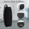 Soft Silicone Body Scrubber 2 PCS Silicone Body Shower, Silicone Loofah 2 in 1 Bath and Shampoo Brush, Body Scrubber Shower Cleaning Exfoliating Use for Sensitive Skin, Lather Well(Black and Pink) view 3
