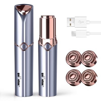 Facial Hair Removal for Women, GURELAX Hair Remover for Face, Painless Hair Removal Device, Face Shavers for Chin Upper Lip -Included 4 x Replacement Heads