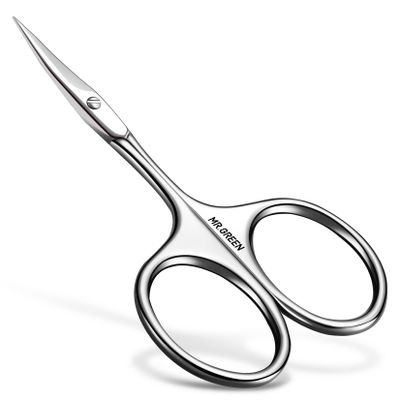 MR.GREEN Eyebrow Scissors Curved Blade Cuticle Facial Hair Scissors Professional Stainless Steel Manicure Trimmer Hair Remover (Mr-2001)