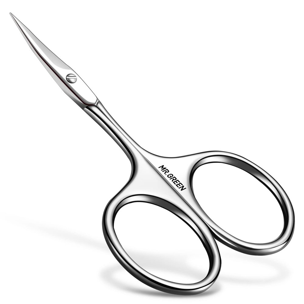 MR.GREEN Eyebrow Scissors Curved Blade Cuticle Facial Hair Scissors Professional Stainless Steel Manicure Trimmer Hair Remover (Mr-2001)