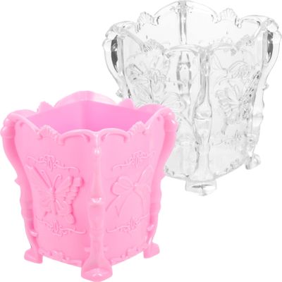 FRCOLOR 2pcs Makeup Brush Holder Organizer Elegant Pen Cosmetic Storage for Vanity for Makeup Accessories Desktop Organization Transparent