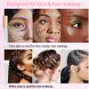 Hair Face Gems Rhinestone with Makeup Glue, Flat Back Colorful Jewels Crystal Rhinestone Half Round AB Pearl Kit, Wax Pencil Tweezer and Brush for Face Eyes Hair Body Makeup view 2