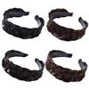 4Pcs Wig Headband,Korean Style Fishbone Braid Twist Braided Wide-brimmed Non-slip Headwear,Female Hairbands,Wide Hair Hoop,Wash Face Headband view 1
