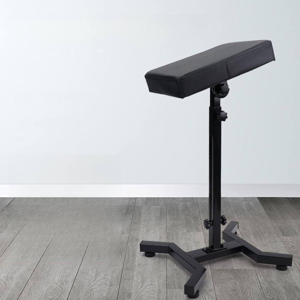 Tattoo Armrest Stand Tattoo Armrest Stand,Four-Corner Base Stability Strongly,Adjustable Height Tilt Black Leather,for Beauty Salon and Tattoo Studio