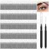 Patelai 150 Pieces Micro Eyebrow Brush with Cap Brow Lamination Spoolie Comb Lift Tools Lash Filler Eyelashes Extensions Eyebrows(Black) view 1