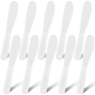 10 Pcs Plastic Cosmetic Spatula Jelly Mask Skincare Lotion Disposable Spatulas for Facials Face Mask Applicator Makeup Scoop Tools(White)