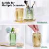 DASITON Makeup Brush holder Organizer,Crystal Cosmetic Makeup Brush Glass Brushes Storage Holder, Vintage Make Up Brush Cup Holder striped vase(Clear) view 4