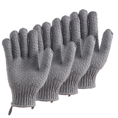CLEEDY Bath Exfoliating Gloves - 2 Pairs of Lengthened and Large Scrubbing Gloves for Shower, Spa, and Massage - Perfect for Exfoliating Body, Face, Hands, and Feet(2 paris gary)