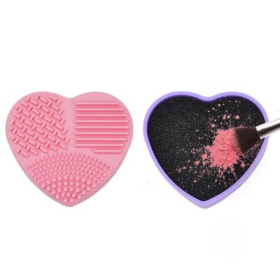 KALLORY Silicone Makeup Applicator Makeup Brush Cleaner Mat, Silicone Washing Cosmetic Pad Sponge Makeup Brush Cleaning Case Mat