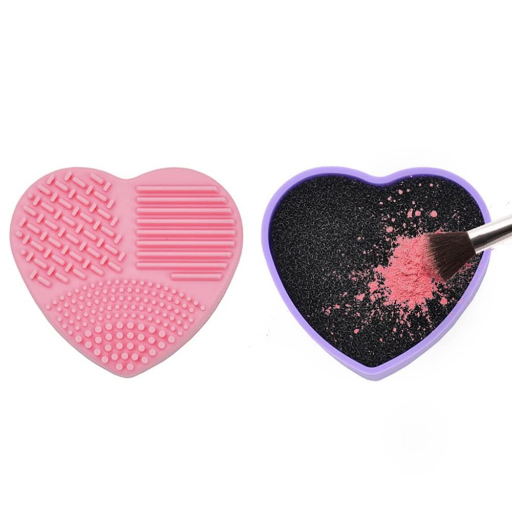 KALLORY Silicone Makeup Applicator Makeup Brush Cleaner Mat, Silicone Washing Cosmetic Pad Sponge Makeup Brush Cleaning Case Mat