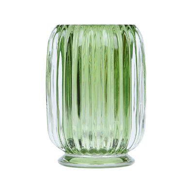 DASITON Makeup Brush holder Organizer,Crystal Cosmetic Makeup Brush Glass Brushes Storage Holder, Vintage Make Up Brush Cup striped vase(Green)