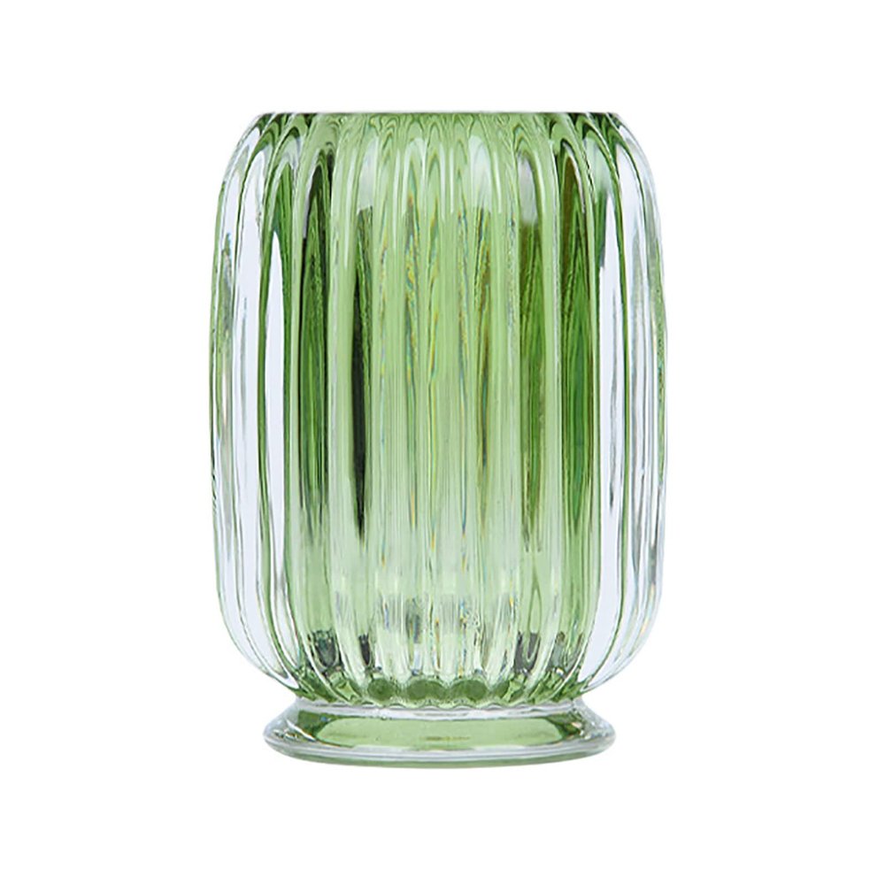 DASITON Makeup Brush holder Organizer,Crystal Cosmetic Makeup Brush Glass Brushes Storage Holder, Vintage Make Up Brush Cup striped vase(Green)