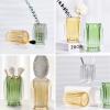 DASITON Makeup Brush holder Organizer,Crystal Cosmetic Makeup Brush Glass Brushes Storage Holder, Vintage Make Up Brush Cup striped vase(Green) view 3