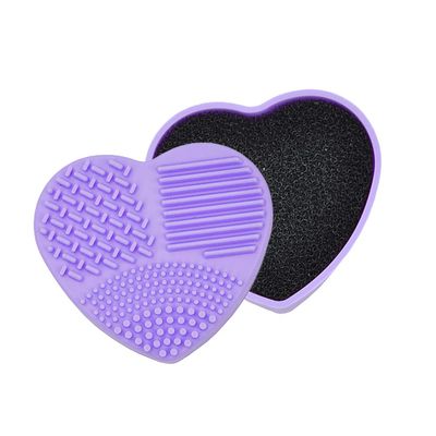 KALLORY Sponge Makeup Brush Cleaning Box Heart Shaped Dual Use Quick for Eyeshadow Reusable Sponge Lightweight and Portable Design for Travel for Color Removal