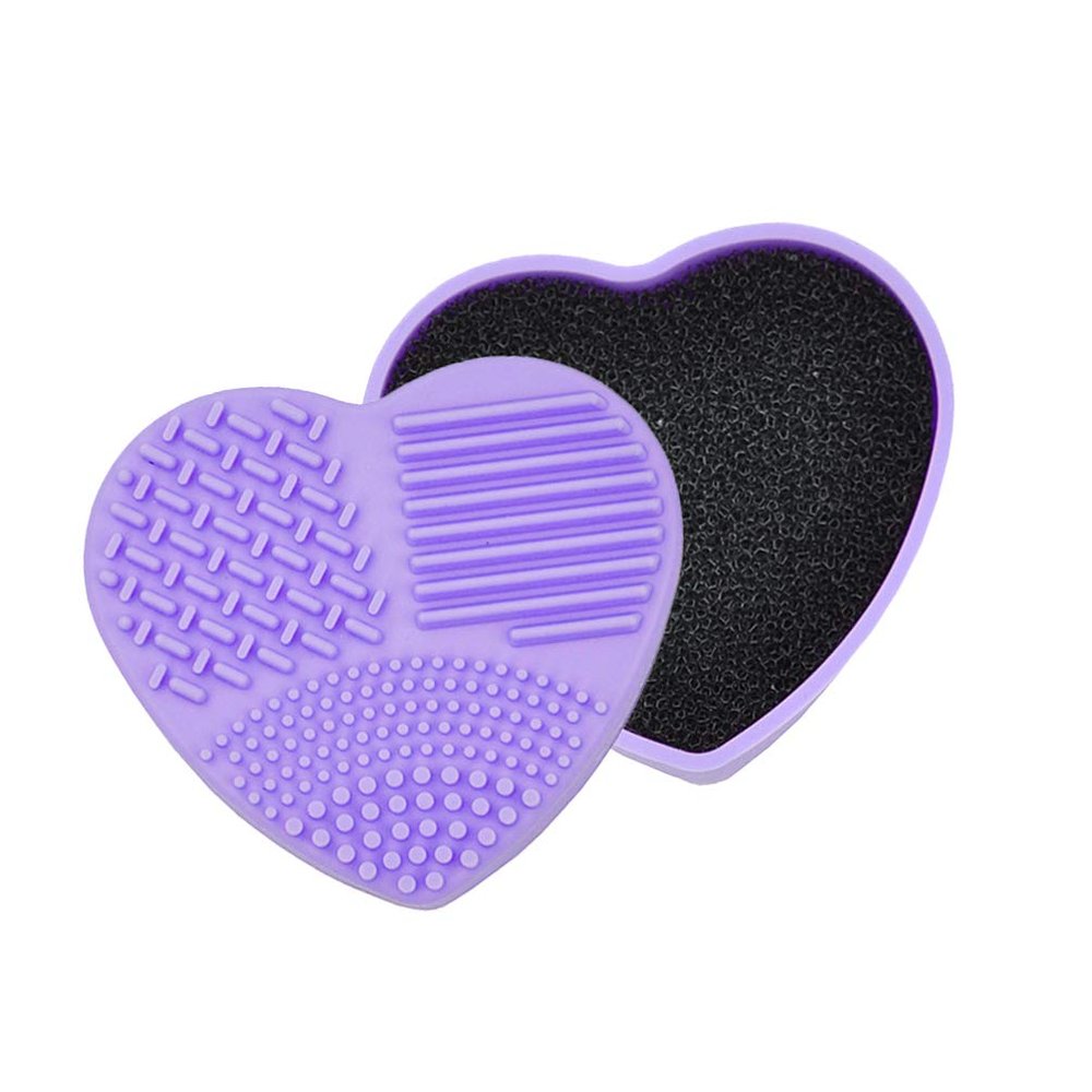 KALLORY Sponge Makeup Brush Cleaning Box Heart Shaped Dual Use Quick for Eyeshadow Reusable Sponge Lightweight and Portable Design for Travel for Color Removal