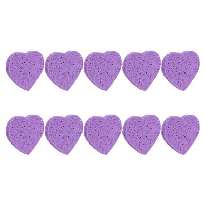 LALAFINA 10PCS Facial Sponges Heart Shape Compressed Facial Sponges Makeup Removal Sponges for Face Cleansing Exfoliating, Purple