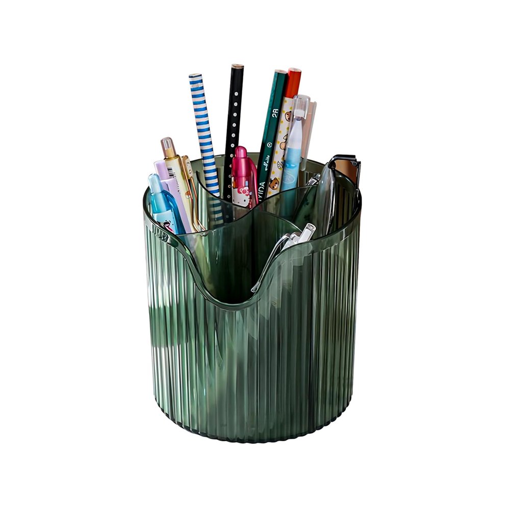 Gidary Makeup Brush Holder,Transparent Makeup Organizer,4 Slot Makeup Brushes Cup,for Vanity Decor,Bathroom Countertops,Desk Storage Container,Cosmetic Display casesClear Green