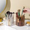 Gidary Makeup Brush Holder,Transparent Makeup Organizer,4 Slot Makeup Brushes Cup,for Vanity Decor,Bathroom Countertops,Desk Storage Container,Cosmetic Display casesClear Green view 2