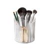 Gidary Makeup Brush Holder,Transparent Makeup Organizer,4 Slot Makeup Brushes Cup,for Vanity Decor,Bathroom Countertops,Desk Storage Container,Cosmetic Display cases (Clear White view 1