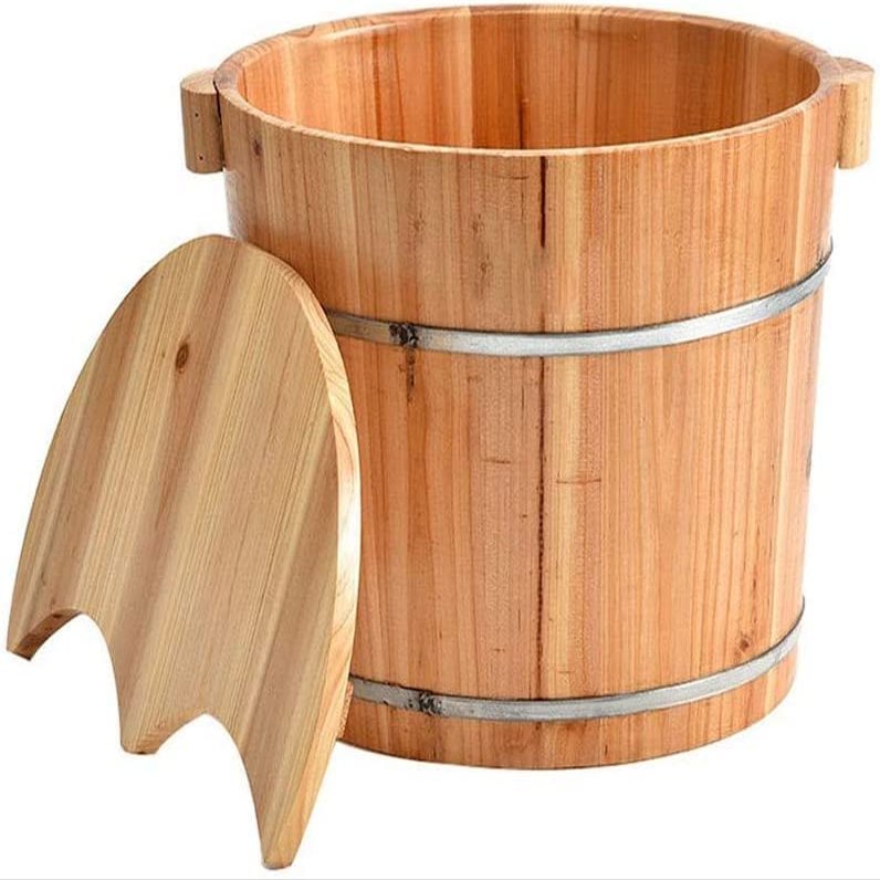 Katzowen Foot Soaking Bath Basin,Wood Footbath Bucket Pedicure and Massager Tub for at Home Spa Treatment for Soaking Tired and Sore Feet
