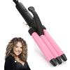 Mini 3 Barrel Curling Iron, Dual Voltage Triple Barrel Hair Waver for Home and Travel, Ceramic Tourmaline 1/2 Inch, Pink view 1