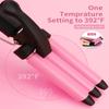 Mini 3 Barrel Curling Iron, Dual Voltage Triple Barrel Hair Waver for Home and Travel, Ceramic Tourmaline 1/2 Inch, Pink view 3