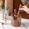 Gidary Makeup Brush Holder,Transparent Makeup Organizer,4 Slot Makeup Brushes Cup,for Vanity Decor,Bathroom Countertops,Desk Storage Container,Cosmetic Display casesClear Coffee view 2