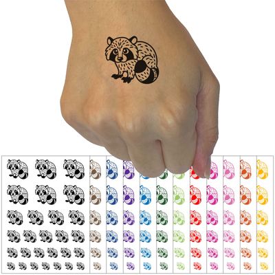 Baby Raccoon Woodland Animal Temporary Tattoo Water Resistant Fake Body Art Set Collection - Light Blue (One Sheet)