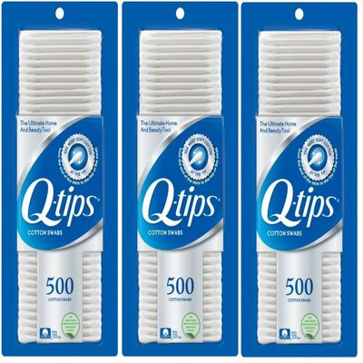 Q-Tips Cotton Swabs, 500 Count (Pack of 3)