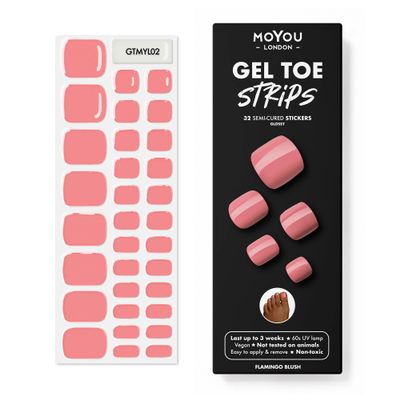 MOYOU LONDON Semi Cured Gel Nail Strips - 32 Pcs. Waterproof Toe Gel Nail Wraps, Cures in Sunlight or UV/LED Lamp, Lasts Up to 2+ Weeks, Stretchable, Easy to Apply & Remove, Vegan & Cruelty-Free