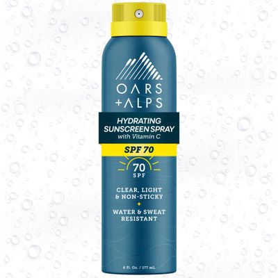 Oars + Alps SPF 70 Face & Body Broad Spectrum Sunscreen Spray | Fast-Absorbing, Lightweight, Non-Greasy, Hawaii Reef Act 104 Compliant, Water-Resistant, Octinoxate + Oxybenzone Free, 6 Oz, 1 Pack