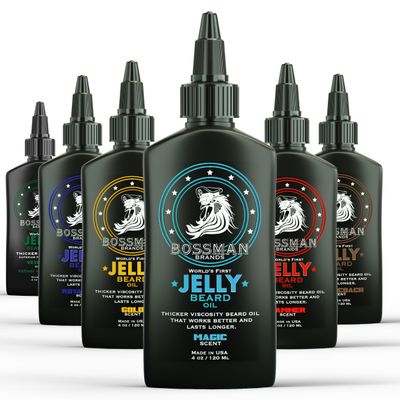 Bossman Jelly Beard Oil Variety Pack - Beard Grooming Care and Growth Kit - All 6 Beard Jelly Oil Scents - Made in USA