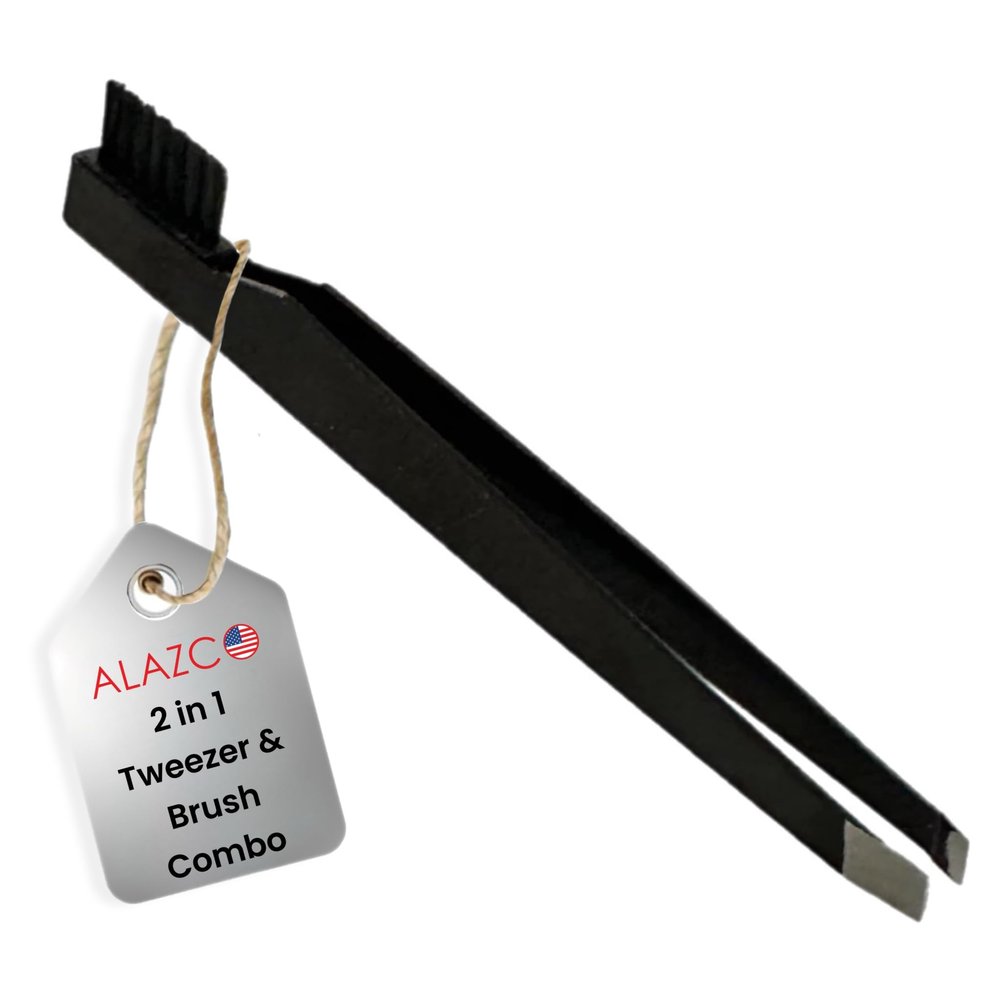 1pc Tweezer & Brush Combo Grooming Tool for Men & Women - Tweezing Eyebrows DIY Professional Makeup Artists Travel Purse Makeup Bag Essential 2 in 1 tweezers  Tweezer on One End, Brush on Other End