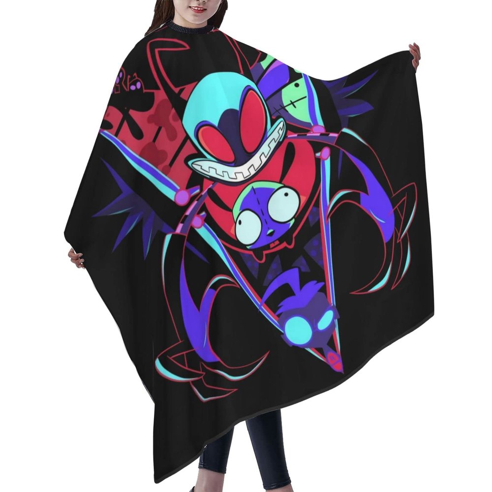 CONPELSON Adults Hair Cut Cape Invader Anime Zim Hair Cutting Cape Waterproof Haircut Apron Cover for Barber & Home Use 55"X66" White