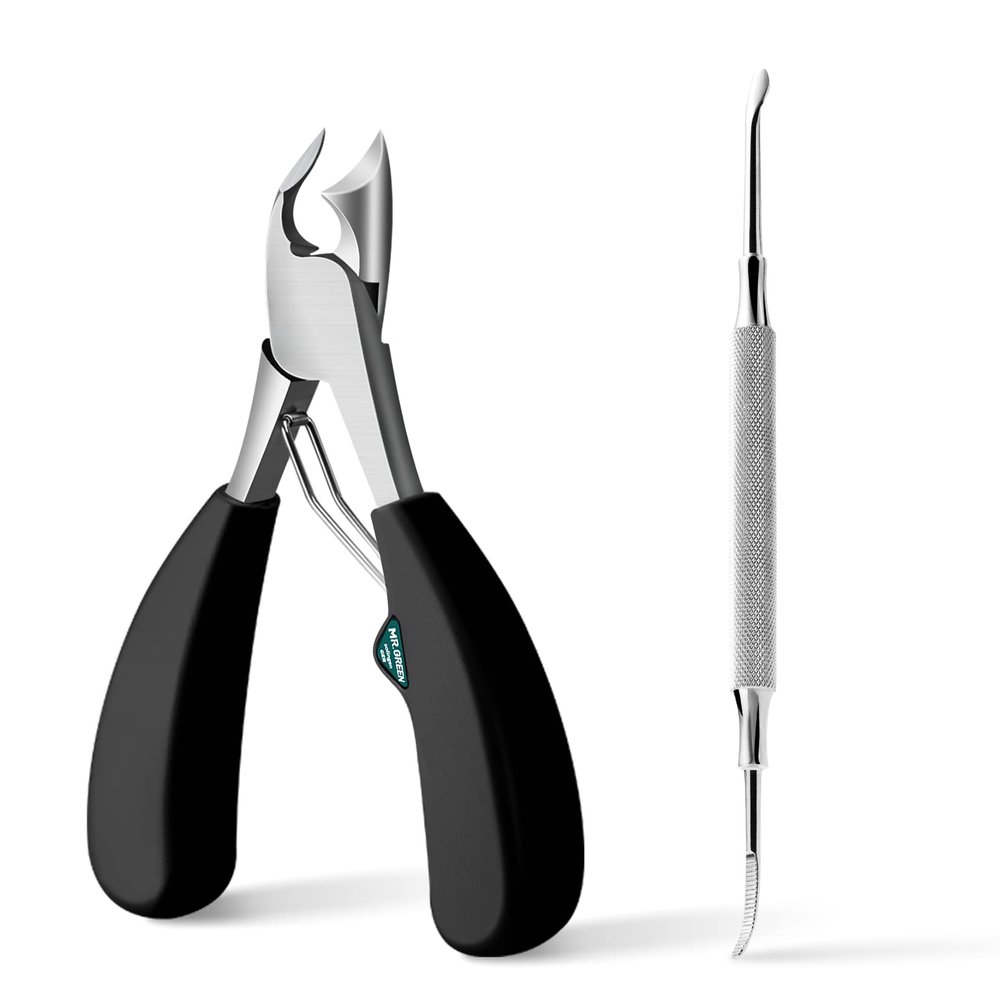 MR.GREEN Toenail Clipper Stainless Steel Ingrown Nail Cutter Good at Cutting Thick and Hard Nails Pedicure Tools (Black+Nail Remover)