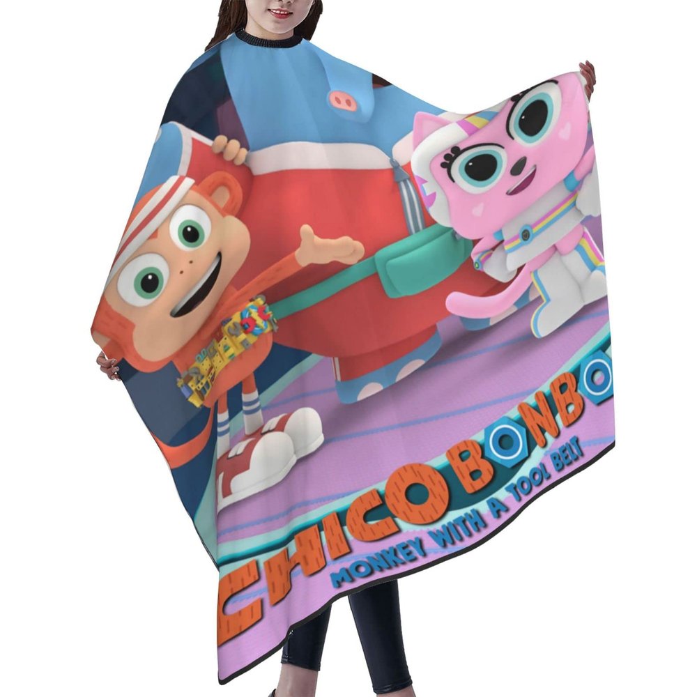 CONPELSON Adults Hair Cut Cape Chico Anime Bon Bon Hair Cutting Cape Waterproof Haircut Apron Cover for Barber & Home Use 55"X66"