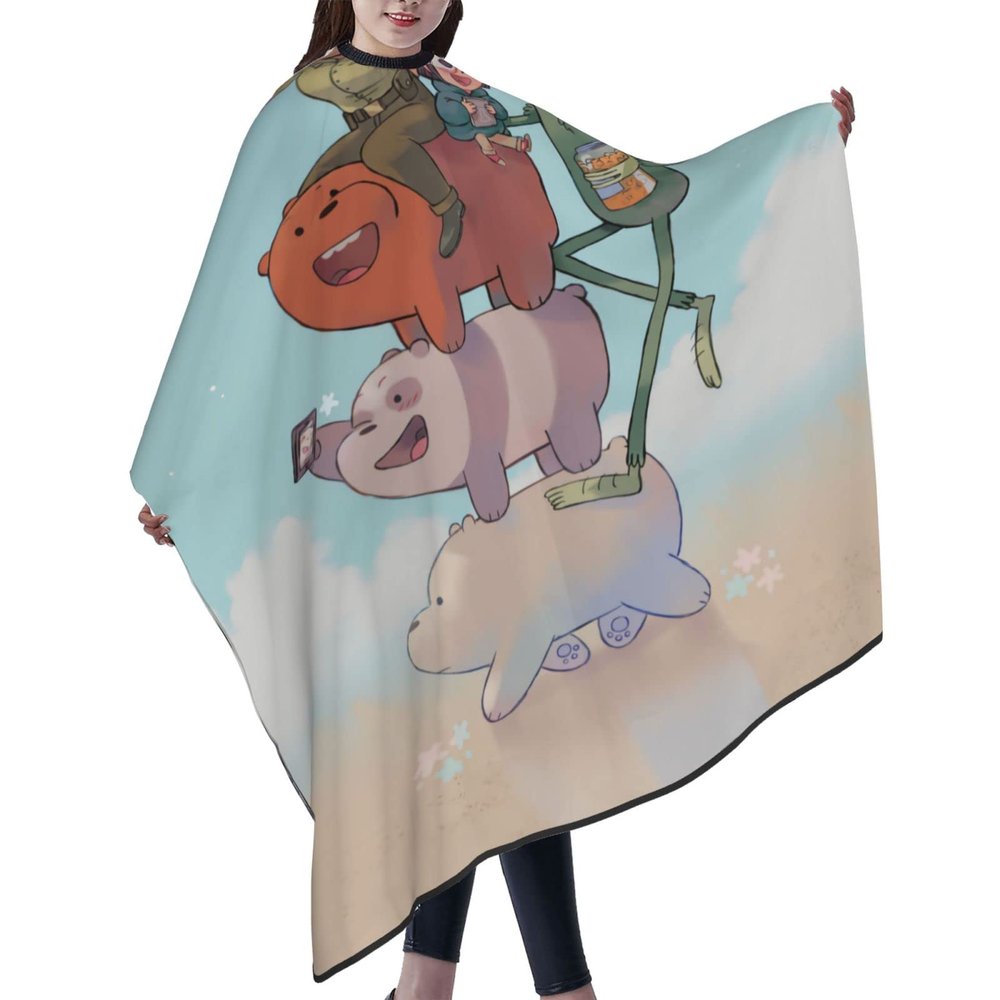CONPELSON Adults Hair Cut Cape We Bare Anime Bears Hair Cutting Cape Waterproof Haircut Apron Cover for Barber & Home Use 55"X66"