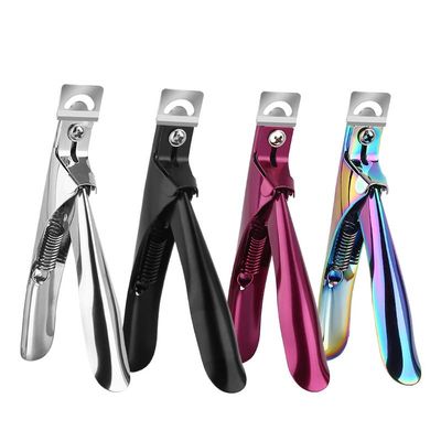Nail Clippers for Acrylic Nails, Professional U-Shaped Nail Clippers Straight Cutter Guillotine Cut False Nails Tools Stainless Steel Rainbow Color Nail Manicure Set for Salon Home Nail Art (4pcs)
