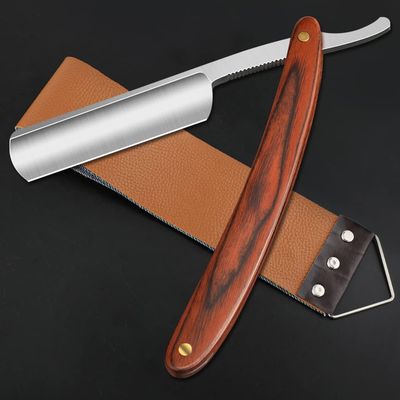 Straight Razor With Strope - Professional Straight Edge Barber Premium Stainless Steel Shaver With Shaving Strop for Men Home & Salon Grooming Using (NO.147)
