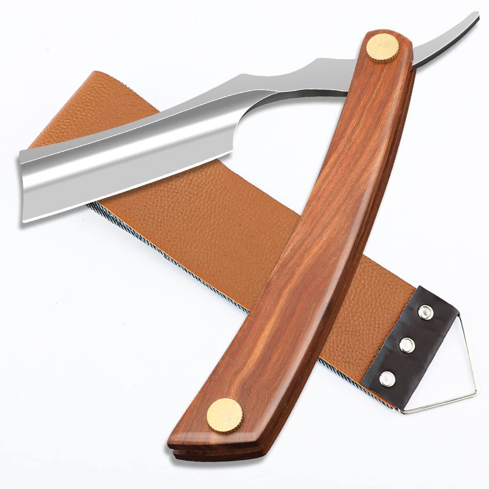 Straight Razor With Strope - Professional Straight Edge Barber Premium Stainless Steel Shaver With Shaving Strop for Men Home & Salon Grooming Using (NO.150)