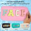 4PCS Nylon Zipper Waterproof Preppy Makeup Organizer Bag Set - Cosmetic Stuff Pouch for Women Travel Toiletry Organization Outdoor with Chenille Letter Patches view 4