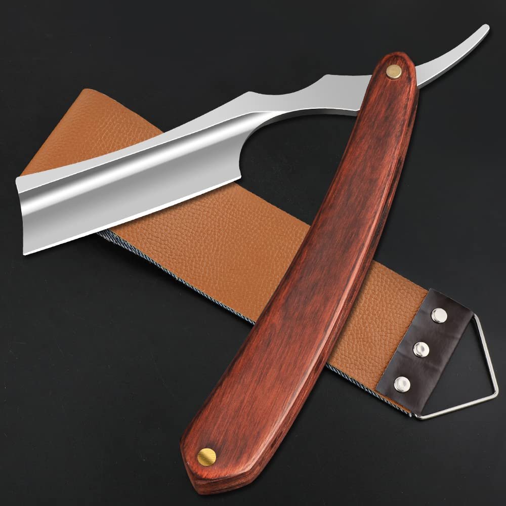 Straight Razor With Strope - Professional Straight Edge Barber Premium Stainless Steel Shaver With Shaving Strop for Men Home & Salon Grooming Using (NO.157)