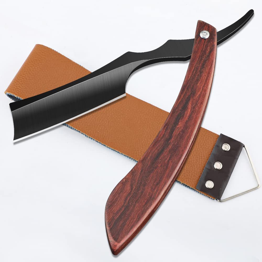 Straight Razor With Strope - Professional Straight Edge Barber Premium Stainless Steel Shaver With Shaving Strop for Men Home & Salon Grooming Using (NO.152)