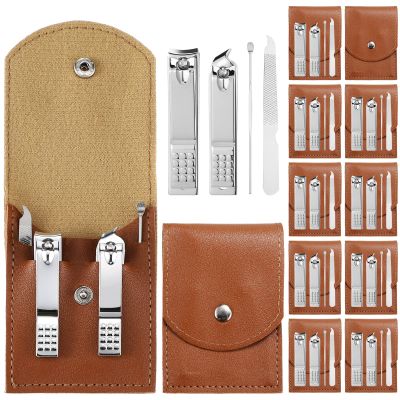 Geosar 12 Sets Manicure Set Nail Clippers Pedicure Kit Stainless Steel Professional Pedicure Christmas Grooming Kits Nail Care Tools with Luxurious for Xmas Gifts Travel Case(Brown)