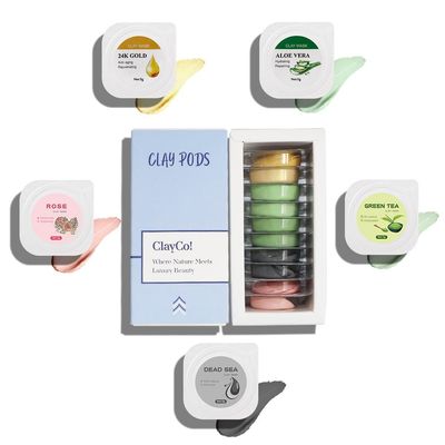 ClayCo! 10 Piece Clay Mask Variety Kit for Men & Women Facial and Skin Care, Clay Face Mask Set (Rose, Dead Sea, Green Tea, Aloe Vera, 24K Gold)