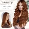 MORICA Halo Hair Extensions 20 Inch Auburn Invisible Wire Hair Extensions, Long Wavy Synthetic Hairpiece with Transparent Wire Adjustable Size, 4 Secure Clips for Women view 3