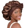 YANIBEST Silk Bonnet for Sleeping Women Adjustable Double Layer Satin Bonnet Reduce Friction Prevent Frizz Natural Curly Hair, Brown view 1